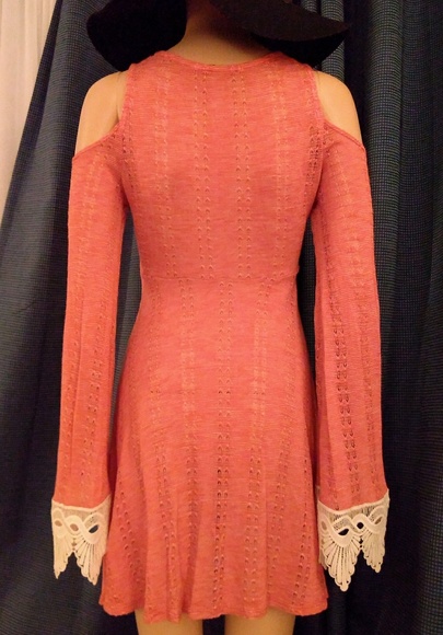 💣5/$35 LACE CROCHET BELL SLEEVE☆BOHO KNIT DRESS - Picture 7 of 8